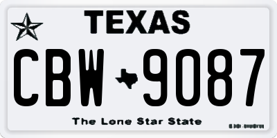 TX license plate CBW9087