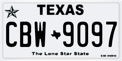 TX license plate CBW9097