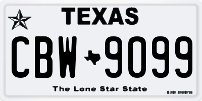 TX license plate CBW9099