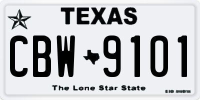 TX license plate CBW9101