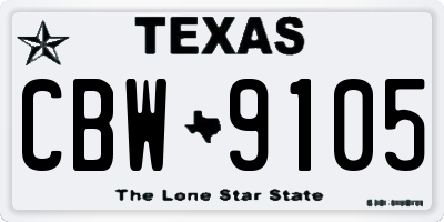 TX license plate CBW9105