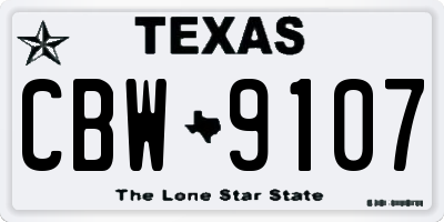 TX license plate CBW9107