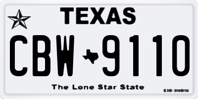 TX license plate CBW9110