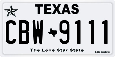TX license plate CBW9111