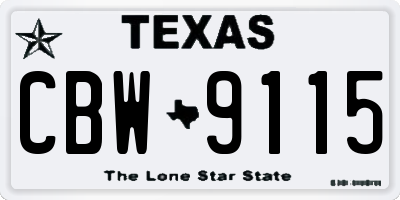 TX license plate CBW9115