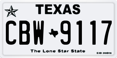 TX license plate CBW9117
