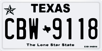 TX license plate CBW9118