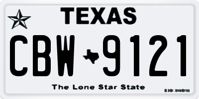 TX license plate CBW9121