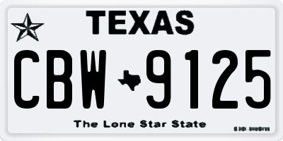 TX license plate CBW9125