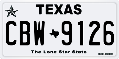 TX license plate CBW9126