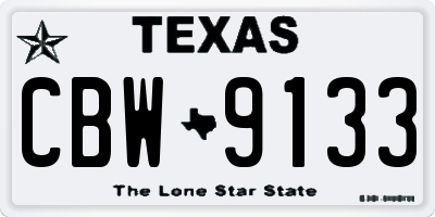 TX license plate CBW9133