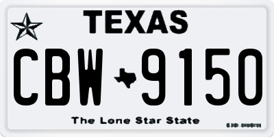 TX license plate CBW9150