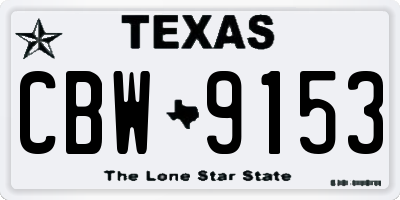 TX license plate CBW9153