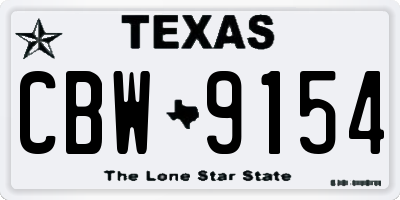 TX license plate CBW9154