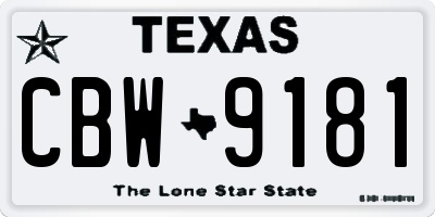TX license plate CBW9181