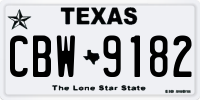 TX license plate CBW9182