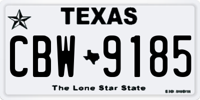 TX license plate CBW9185