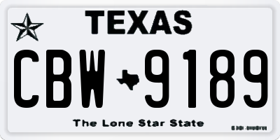 TX license plate CBW9189