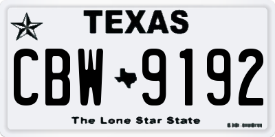 TX license plate CBW9192