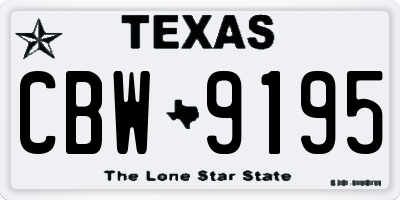 TX license plate CBW9195