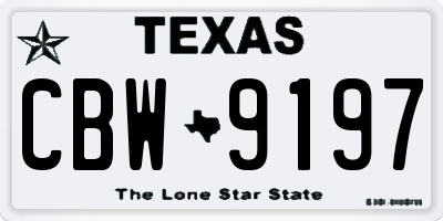 TX license plate CBW9197