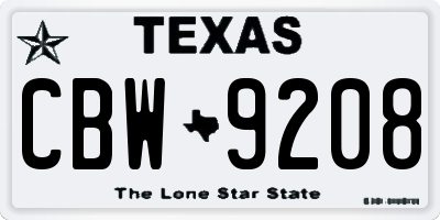 TX license plate CBW9208