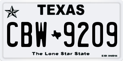 TX license plate CBW9209