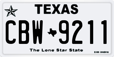 TX license plate CBW9211