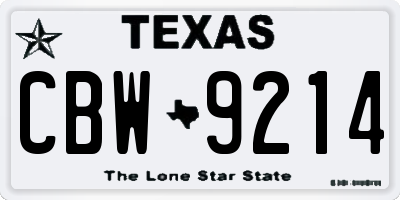 TX license plate CBW9214