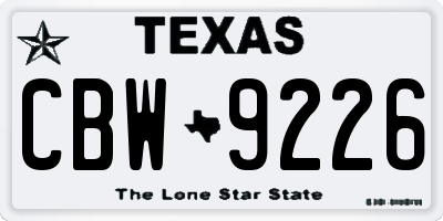 TX license plate CBW9226