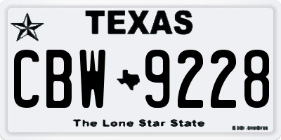TX license plate CBW9228