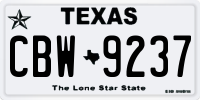 TX license plate CBW9237