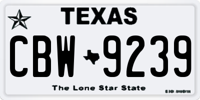 TX license plate CBW9239