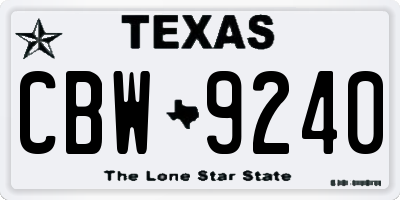 TX license plate CBW9240