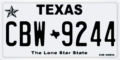TX license plate CBW9244