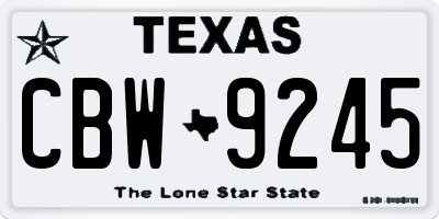 TX license plate CBW9245