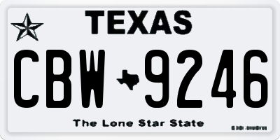 TX license plate CBW9246