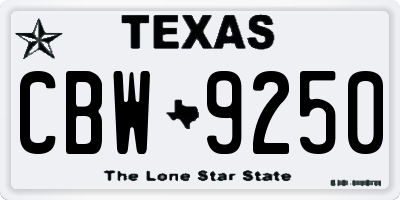 TX license plate CBW9250