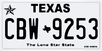 TX license plate CBW9253