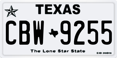 TX license plate CBW9255