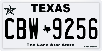 TX license plate CBW9256