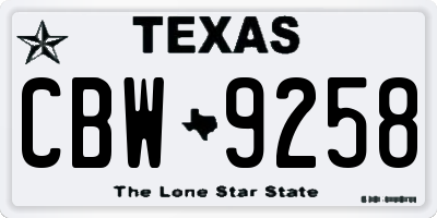 TX license plate CBW9258