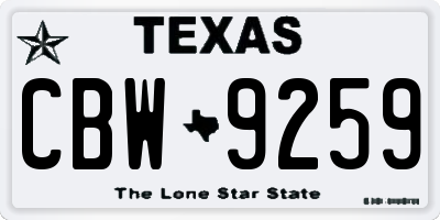 TX license plate CBW9259
