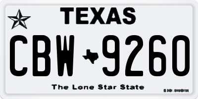 TX license plate CBW9260