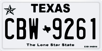 TX license plate CBW9261