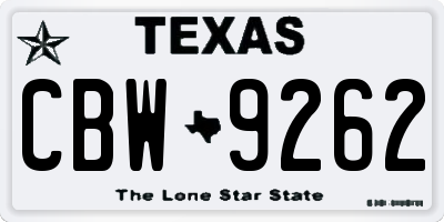 TX license plate CBW9262
