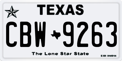 TX license plate CBW9263