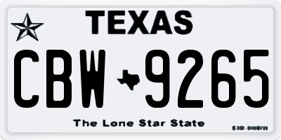 TX license plate CBW9265