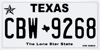TX license plate CBW9268