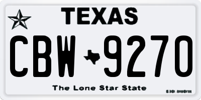 TX license plate CBW9270